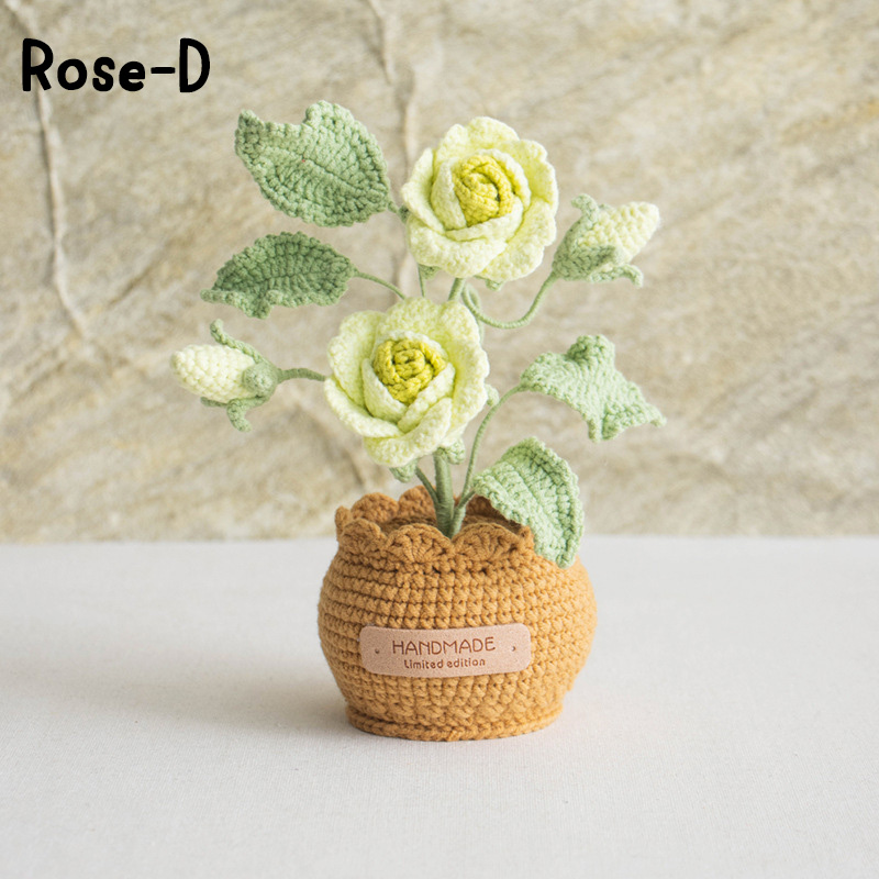 Handmade Crochet Sunflower Rose Lily Flower Pot Mother S Day Birthday Graduation Decor Cute Gift for Her Kid Girlfriend Friend Mom Grandma