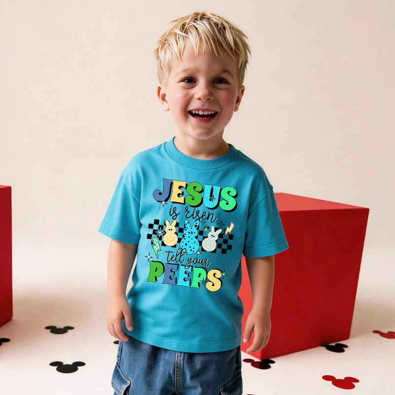 Jesus Is Risen Tell Your Peeps Easter Jesus Kid Cute Bunny Peep Easter Toddler Christian Kids Gift He Is Risen Easter Day Gift 