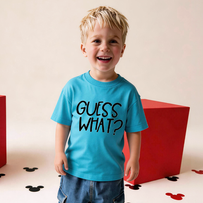 Guess What Chicken Butt Kids T-Shirt Funny Infant Quote Birthday Gifts for Kids Funny Shirts with Sayings