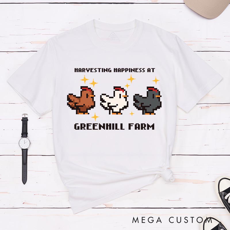 Personalized Pixel Cute Chicken Game Classic T-Shirts Farming Gamer Tshirt Valley Geek Gaming Nerd Shirt