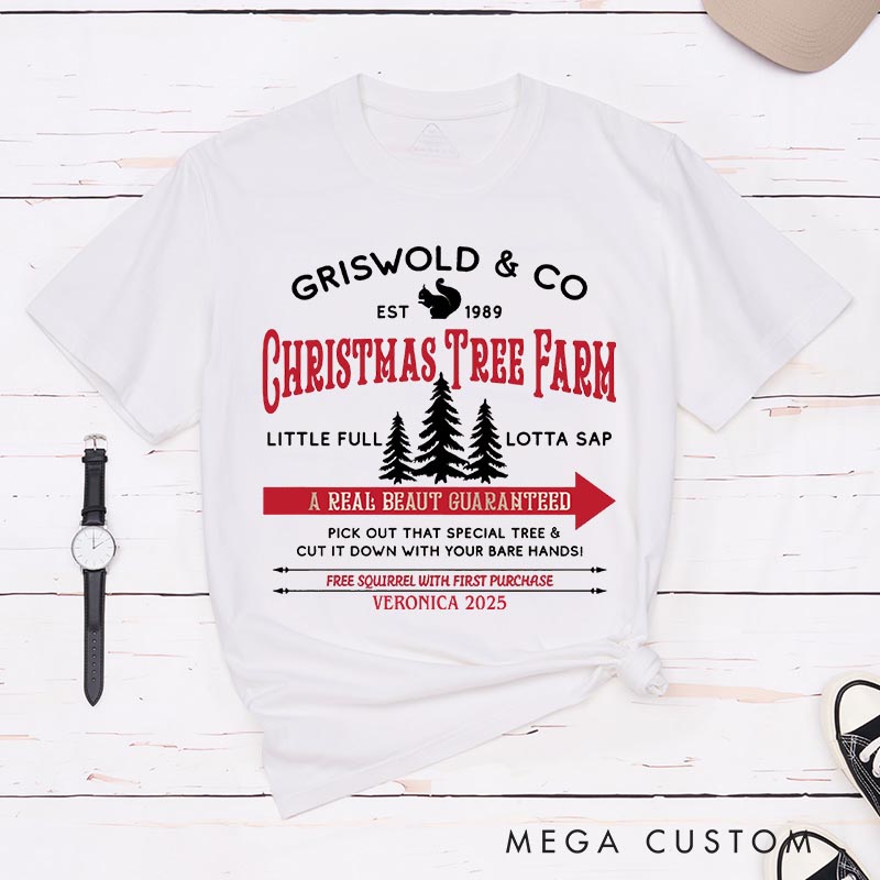 Personalized Christmas Tree Farm Movie Classic T-Shirts Vintage Holiday Movies Tshirt Family Movie Shirt