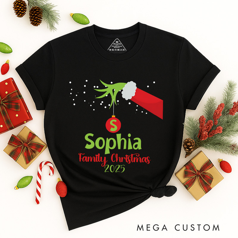Personalized Classic Christmas Movie Inspired Green Monster Christmas Family Matching Classic T-Shirts Group Tshirts Movie Holiday Shirt