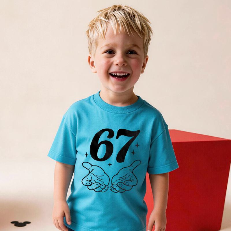 67 Shirt with Name Funny 7th Turning Seven Meme Birthday Gift for Kids Teen Girl Gift