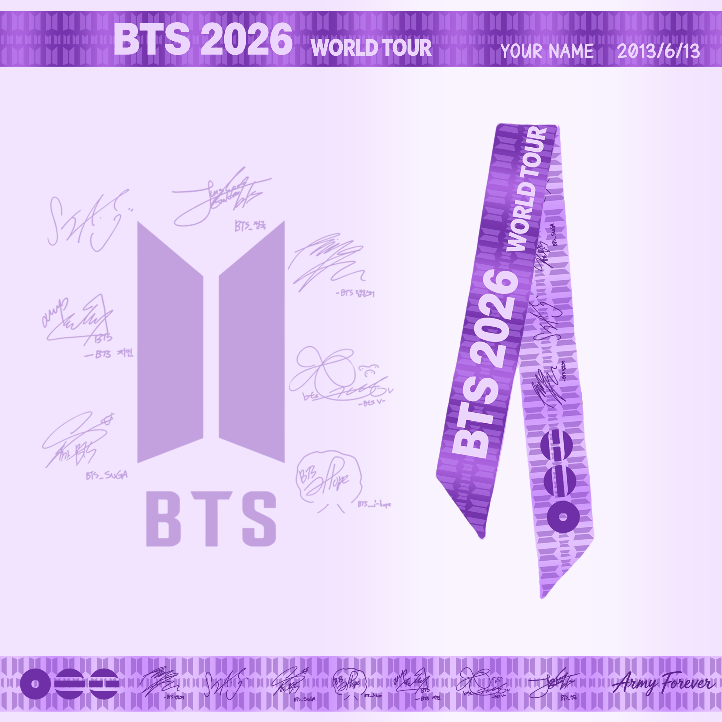 Personalized ARIRANG Tour World Tour Headbands Scarves Custom Name and Date 2026 Concert Kpop Army Merch B.T.S Kpop Army Concert BTS BangTan Boy Kpop Girls Gift for Fans