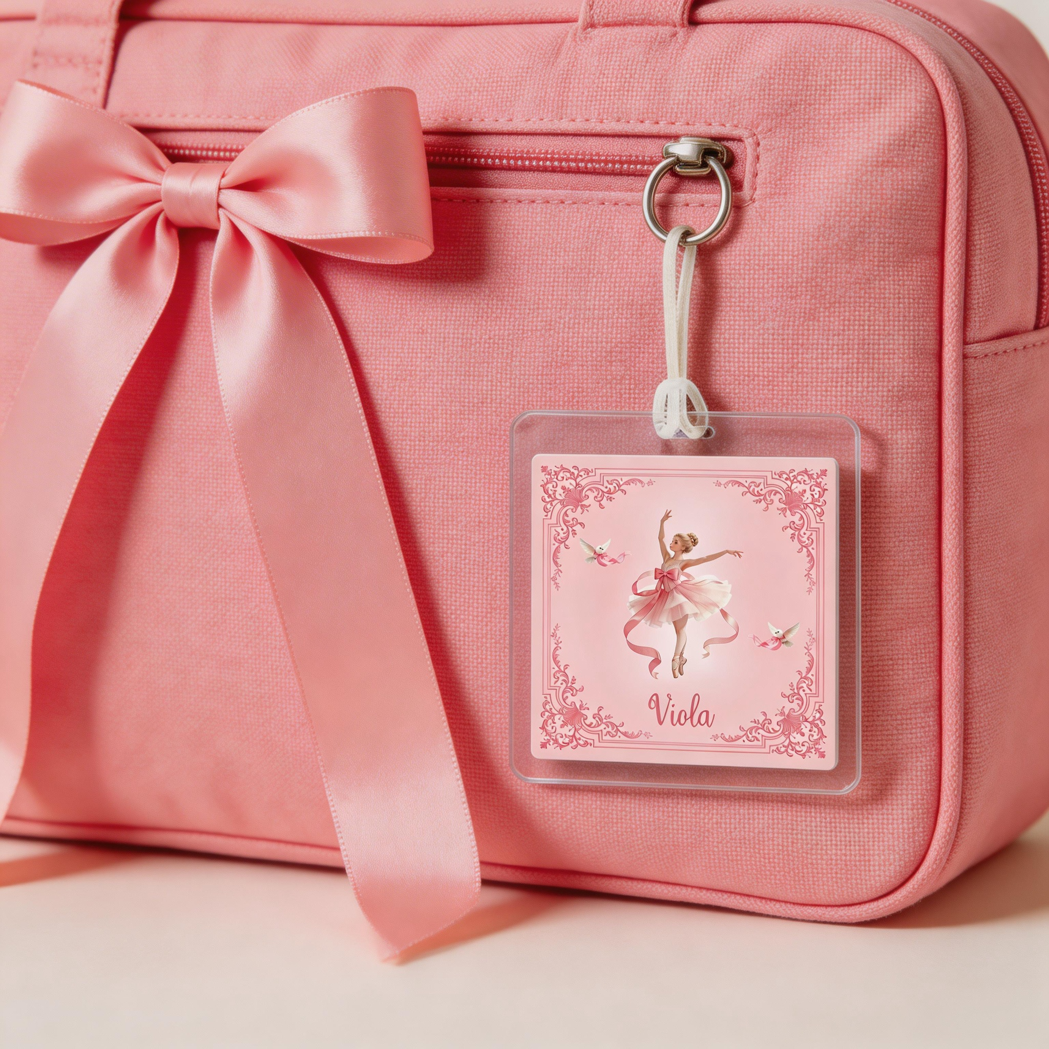Personalized Ballet Princess Bag Key Charm Custom Photo and Name Gift for Her