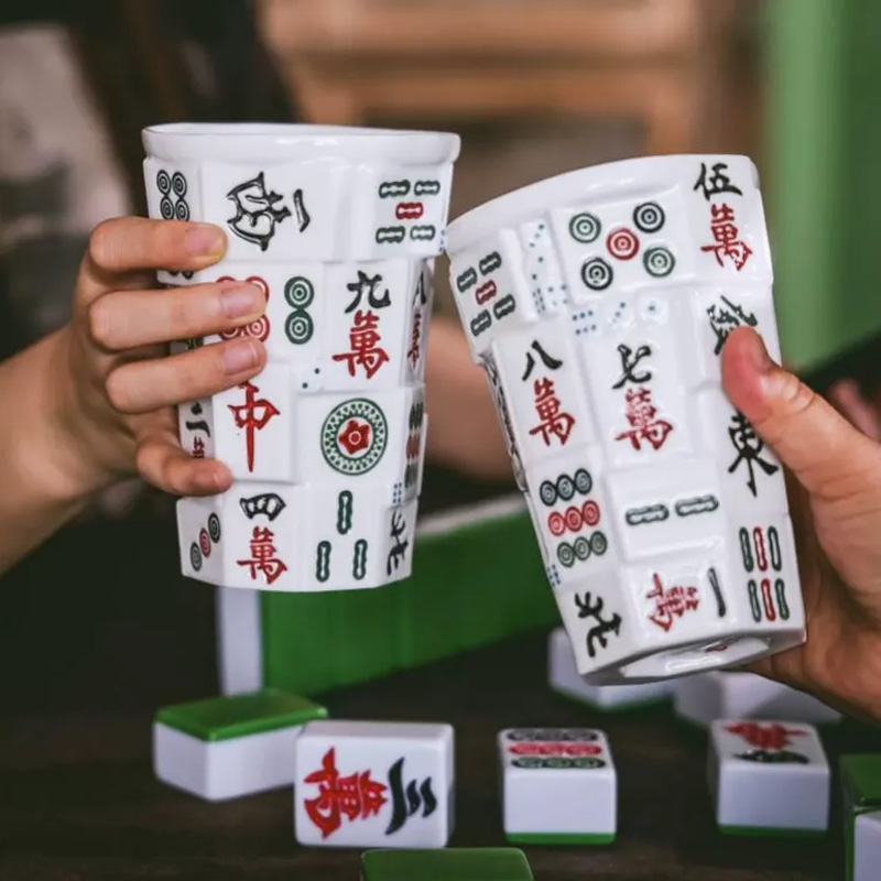 Handmade Ceramic Mahjong Mug Player Coffee Cup Mahjong Lover Gift
