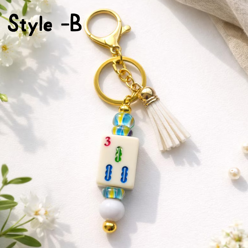 Mahjong Tile Keychain Gift for Player Mahjong Bag Charm Accessory Mahjong Lover Gifts