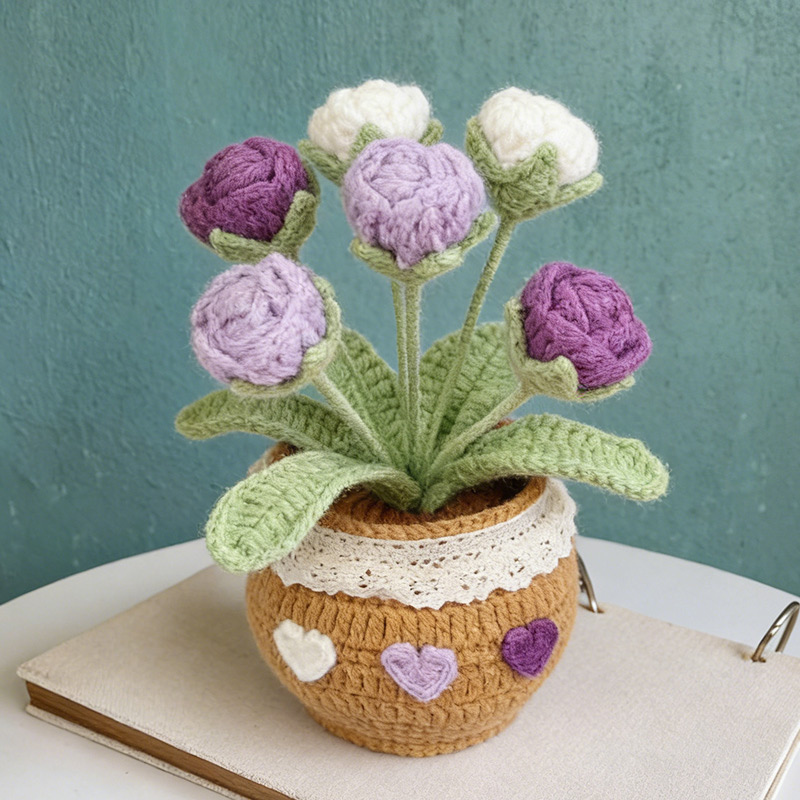 Mothers Day Gift Handmade Knitted Flower Pot Crochet Tulip Plant Gift for Mom Grandma Mother's Day Gifts