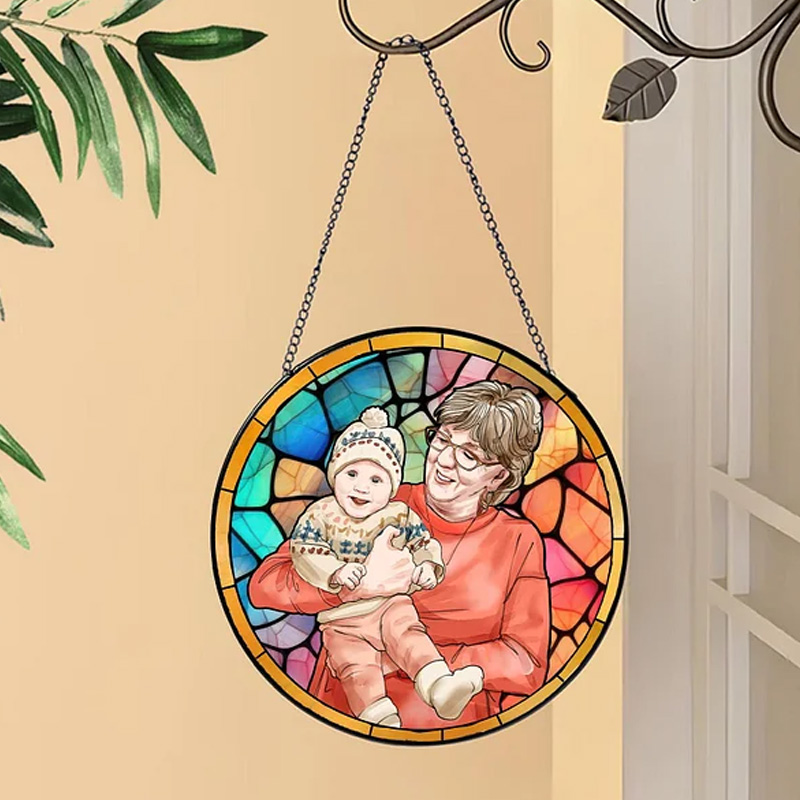 Personalized Grandma Portrait Suncatcher Window Hanging Mother's Day Gifts