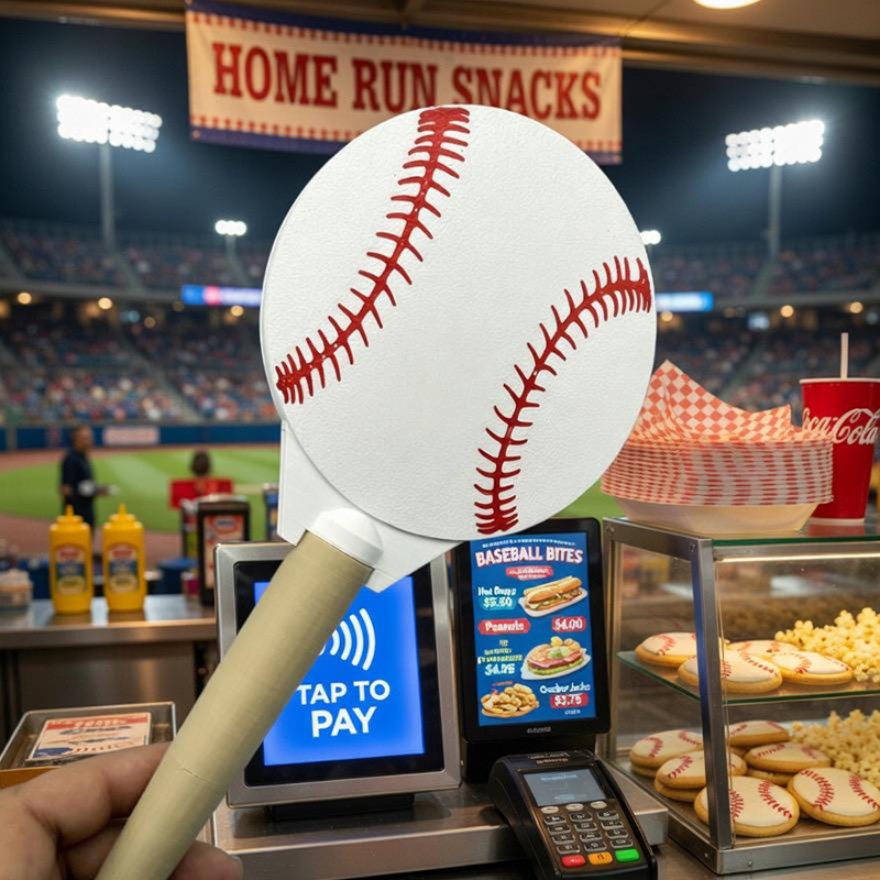 Personalized Baseball Softball Tap-to-Pay Wand  Baseball Softball Concession Stand Card Holder Game Day Hygiene Hack for Sports Fans