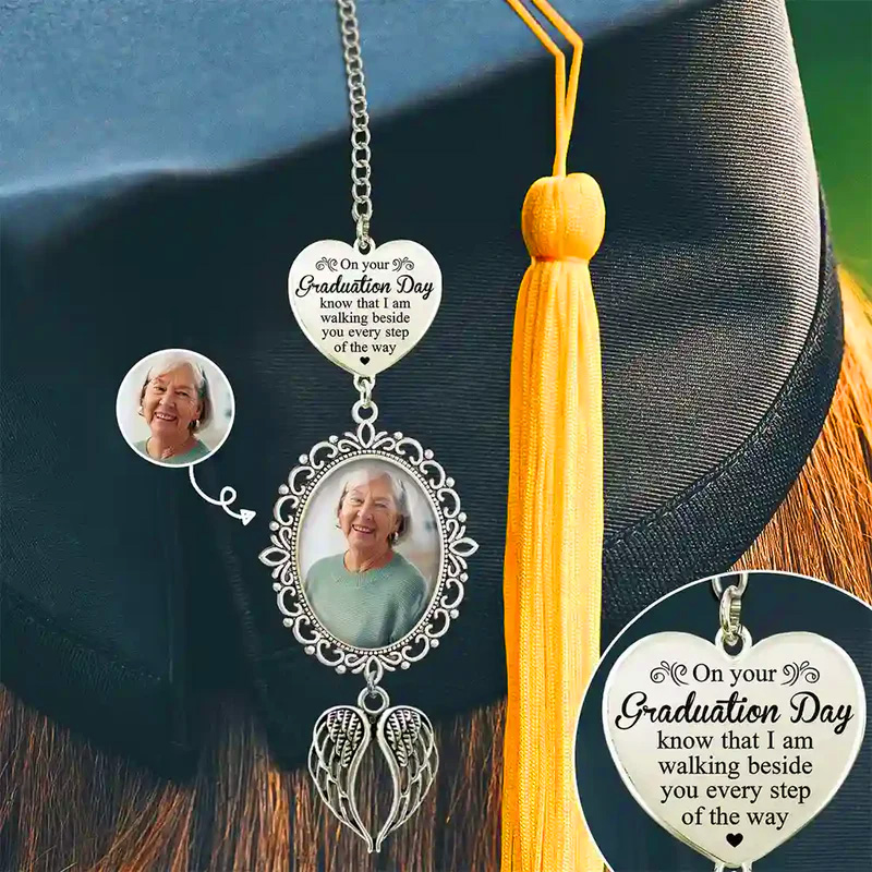 Personalized Photo Graduation Walking Beside You Memorial Custom Graduation Tassel Charm