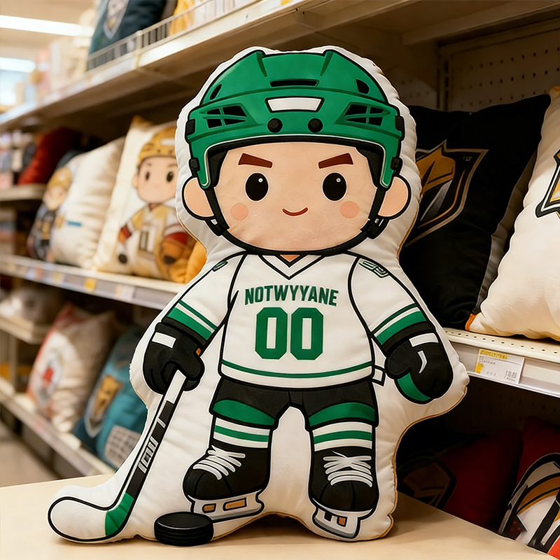 Personalized Ice Hockey Player Pillow with Custom Name and Number Perfect for Fans of All Ages