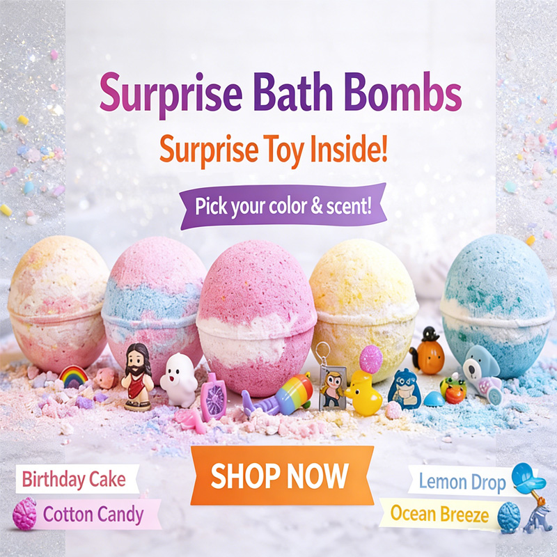 Kids Bath Bomb with Surprise Toy Fruity Scented Easter Basket Filler S