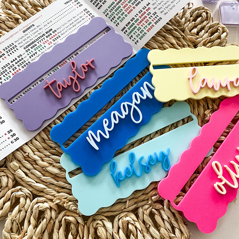 Personalized Acrylic Mahjong Line Reader Colorful Scalloped Line Reader Custom Name Game Accessory for Mahjong Lovers