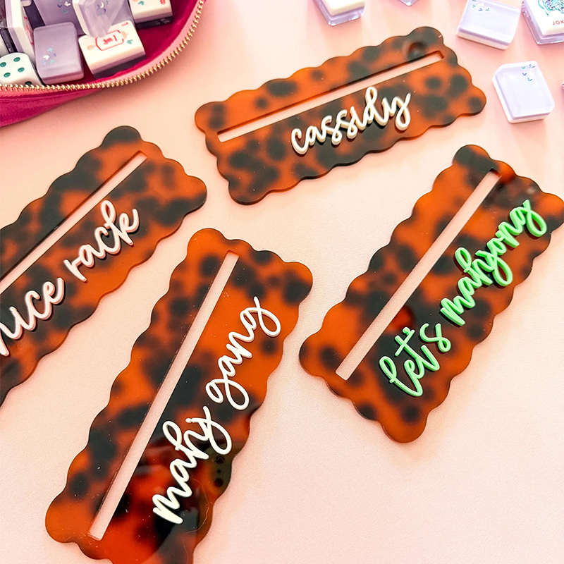 Personalized Tortoise Shell Mahjong Line Finder Scalloped Tortoise Shell Mahjong Line Reader Gifts for Mahjong Lovers