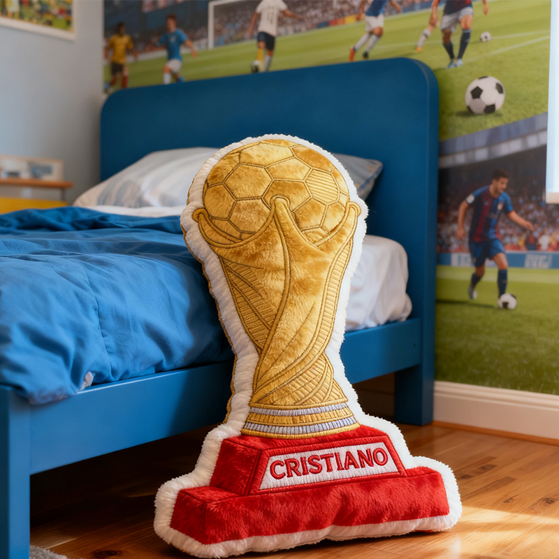 Personalized Graphic3DPrint Soccer Golden Trophy Pillow with Custom Name for Champions Graphic 3D Print