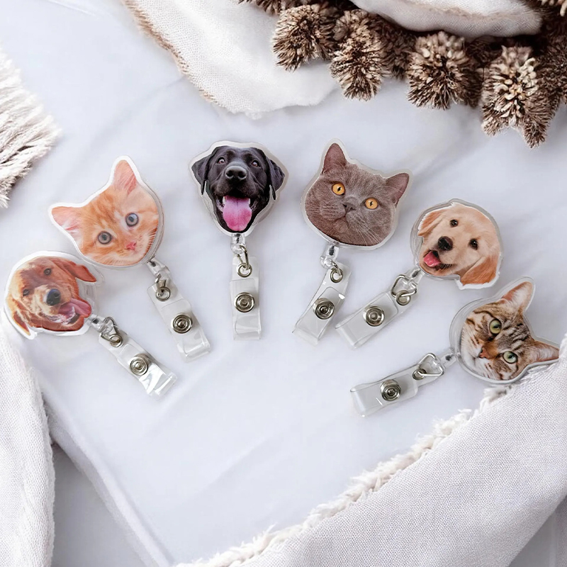 Personalized Badge Reel Nurse Badge Reel Funny Dog Badge Reel Cat Badge Reel Retractable Badge Holder ID Badge Buddy 