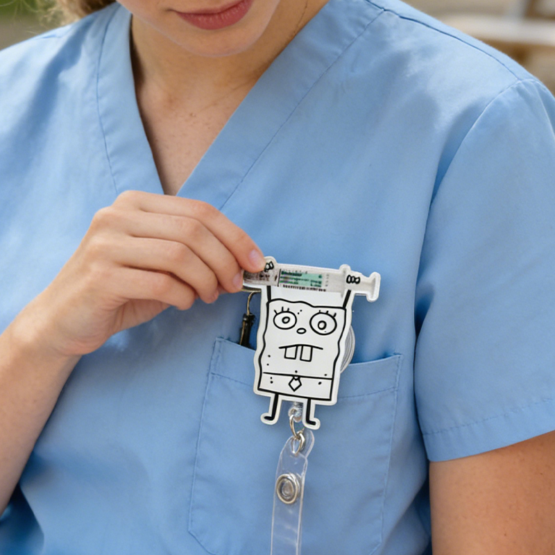 Personalized Funny Nurse Badge Reel Medical Humor Badge Reel Retractable ID Holder Nurse Badge Reel RN MD Pharmacy Healthcare Work Accessory