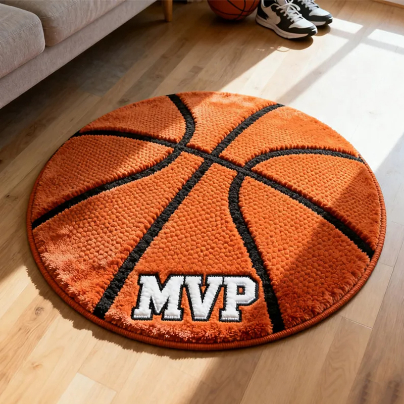 Personalized Basketball Player Rug with Name and Classic Court Style or Fans and Players