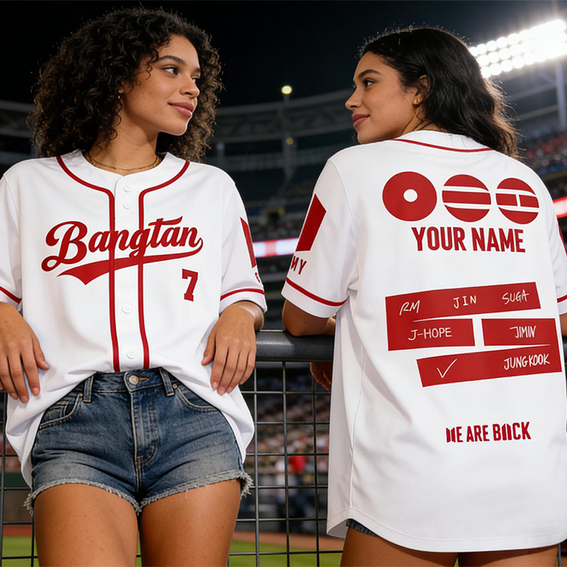 Custom BTS Kpop Baseball Jersey,Unisex Banggtan Fan Merch,Personalized Army Fan Lovers Jersey,BTS 2026 Arirang World Tour Merch Jersey