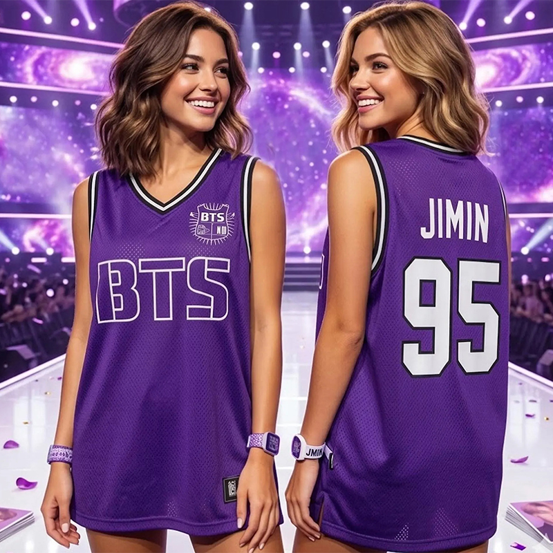Personalized BTS Basketball Jersey K-Pop Basketball Tank Top World Tour 2026 Concert Jersey for ARMY