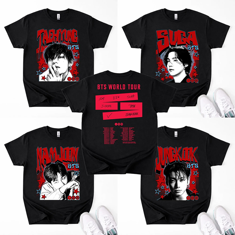 Personalized BTS World Tour Member T-Shirt K-Pop Tour Tee for Concerts Arirang Kpop Bangtan T-Shirt Fandom Gift Idea