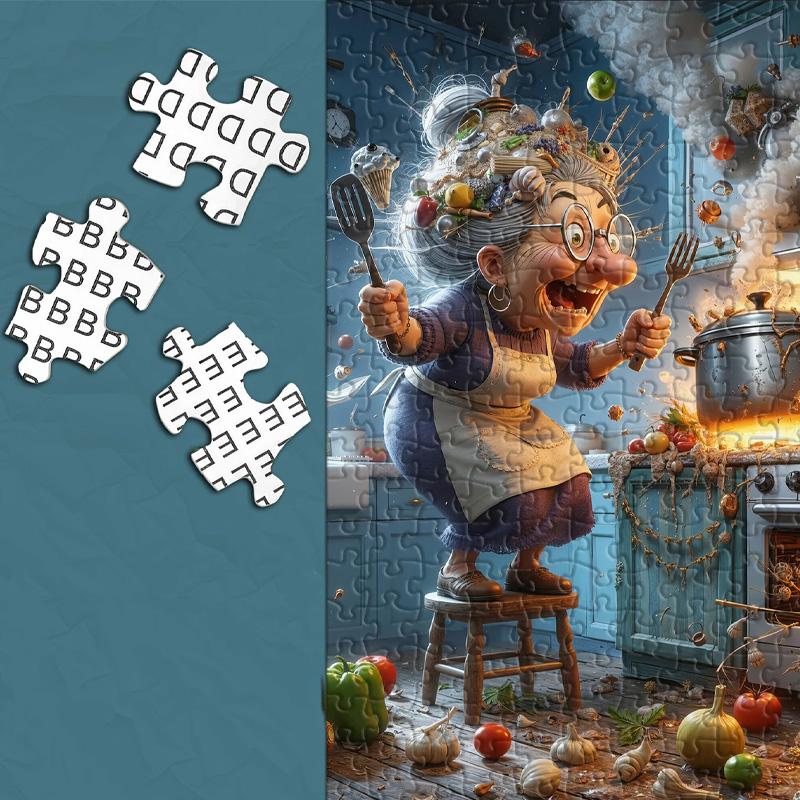 Grandma's Culinary Storm Jigsaw Puzzle Birthday Gifts for Kids Gift Idea for Cartoon Lovers
