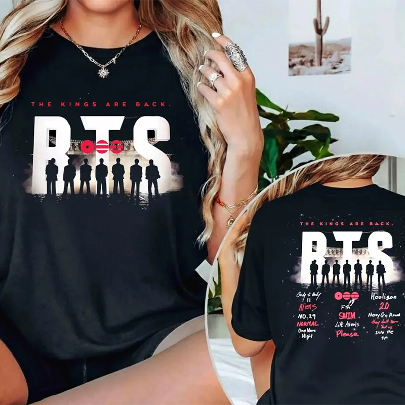 Personalized BTS Arirang Tracklist The Kings Are Back T-Shirt Bangtan 2026 Album Songs Concert Tee Merch Gift for K-Pop Fan