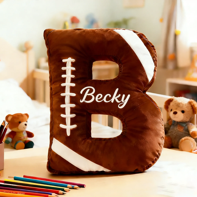 Personalized Football Letter Pillow with Custom Name for Kids or Sports Fans