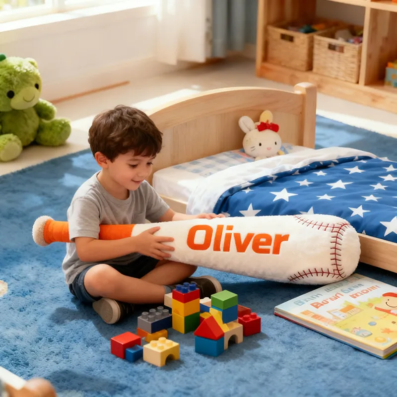 Personalized Baseball Bat Shaped Pillow with Custom Name for Kids