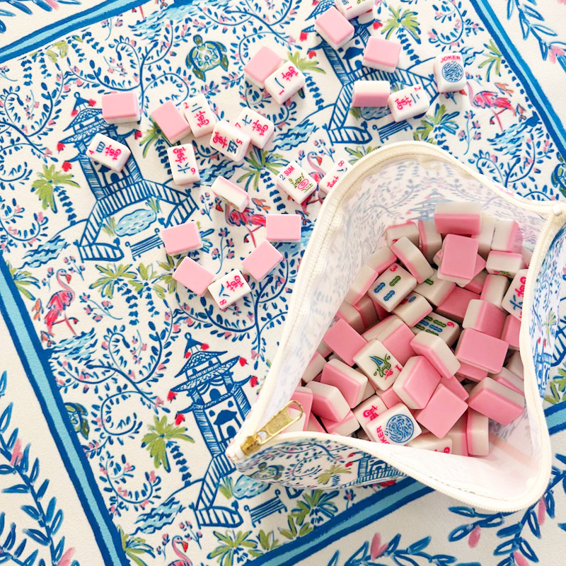 Chinoiserie Mahjong Game Mat Pagoda Mahjong Design Waterproof Non Slip Elegant Table Protector Gift Mahjong Mat Mahjong Lovers Gifts