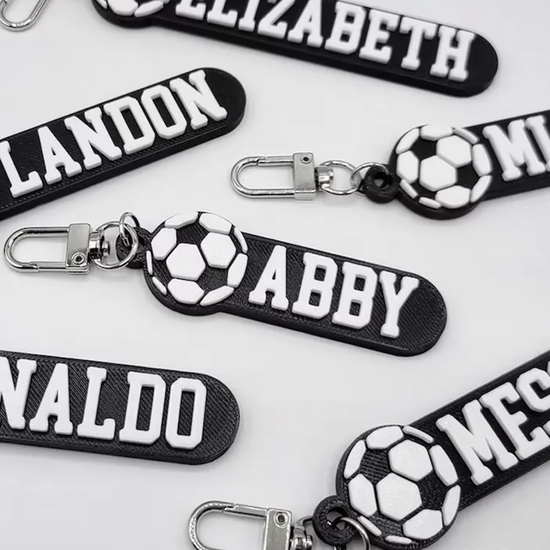 Personalized Soccer Keychain with Custom Name and 3D Soccer Ball Design
