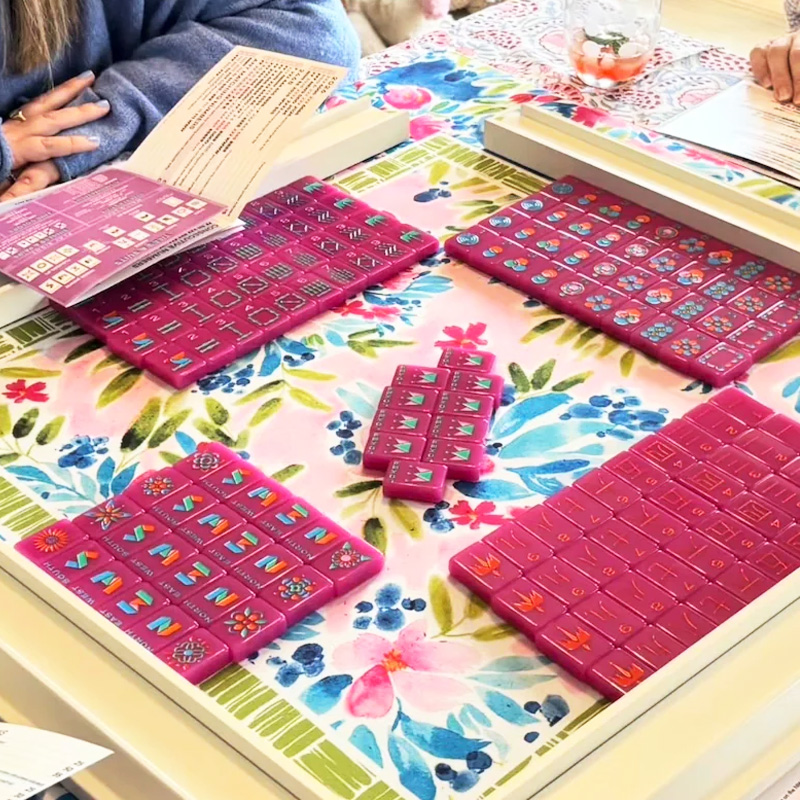 Colorful Floral Mahjong Mat Waterproof Non Slip Elegant Table Protector Gift Mahjong Mat Mahjong Lovers Gifts