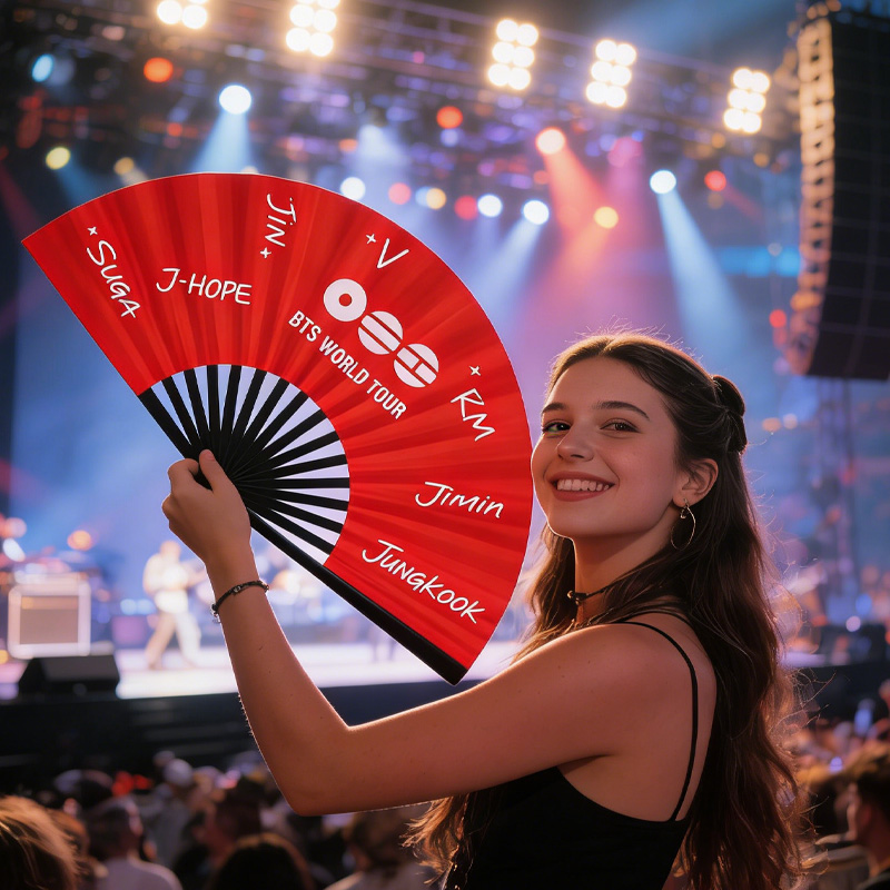 Kpop World Folding Fan Kpop World Tour Members Reusable Gift Hand Fan Kpop Fans Folding Fan