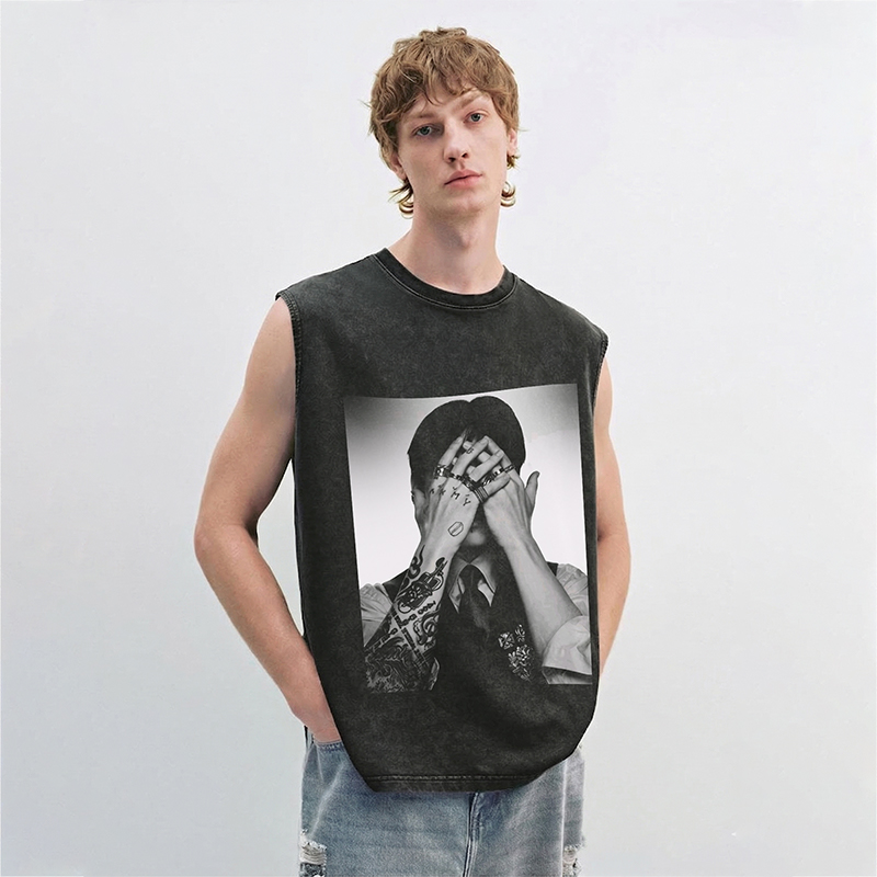 Personalized Jungkook Tattoo Portrait Vintage Wash Tank Top Kpop ARMY Gift