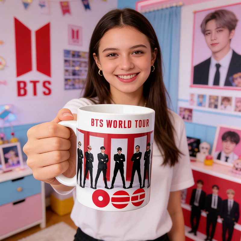 Kpop World Tour Names Accent Coffee Mug K-Pop Fan Ceramic 11oz/15oz