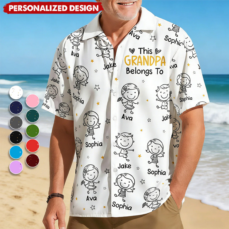 Personalized Hawaiian Shirt This Grandpa Belongs To Doodle Father's Day Gifts