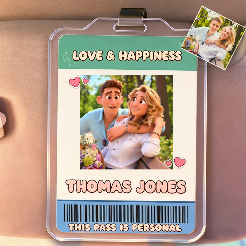 Personalized Couple Photo Drive Safe Car Visor Clip Valentines Day Gift for Him Her