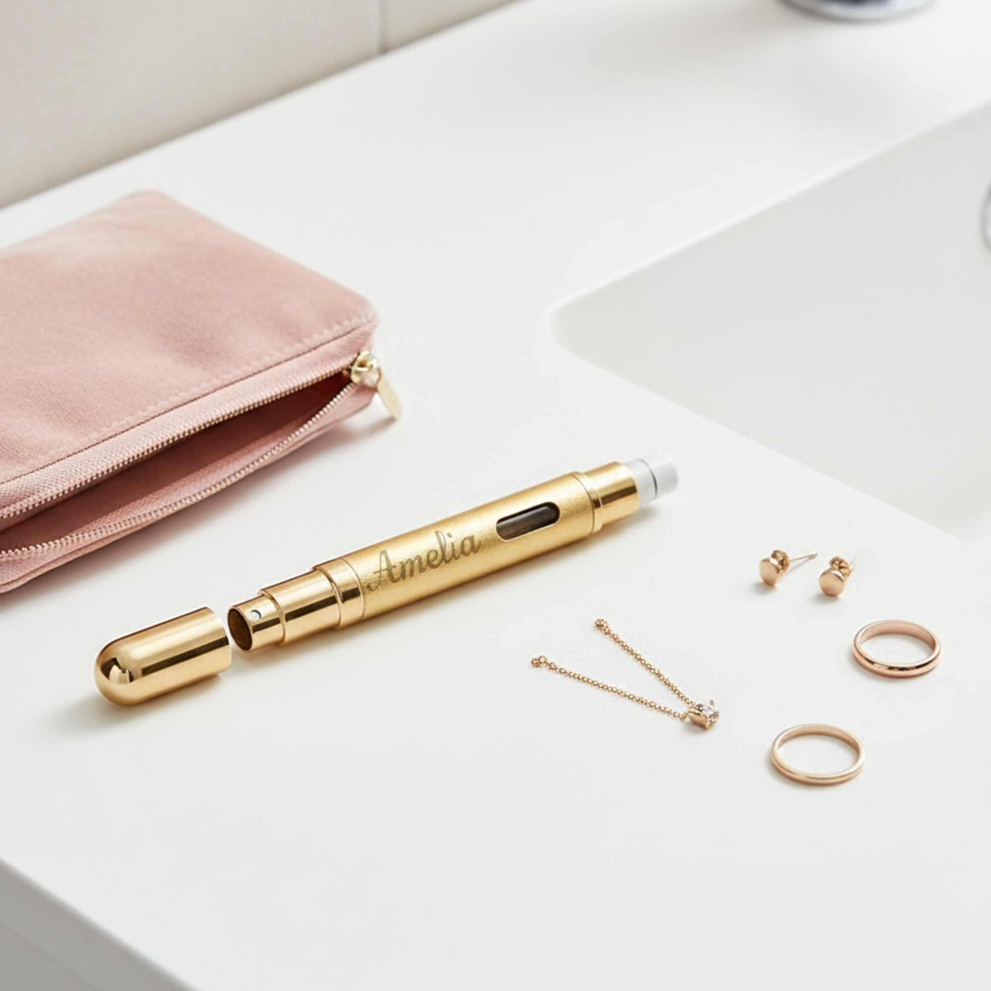 Personalized Perfume Atomizer Bottle Custom Name 2 in 1  Spray and Roller Design 12 ml Portable Travel Refillable Glass Aluminum Bottle