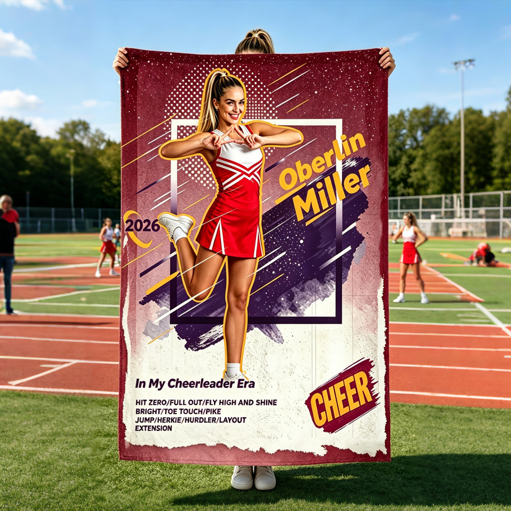 Personalized Cheerleader Era Blanket – Custom Photo Gift for Cheer Girls