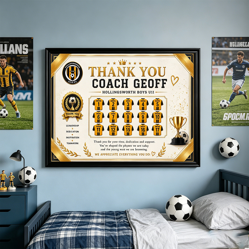 Personalized Soccer Coach Appreciation Plaque – Custom Team Thank You Gift from Players
