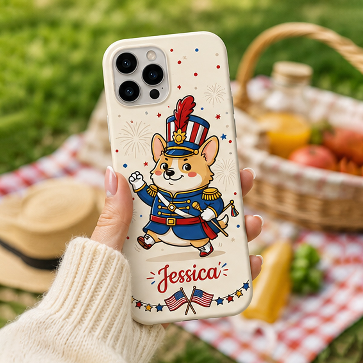 Personalized Patriotic Pet Phone Case – Custom Dog & Name 4th of July Cover