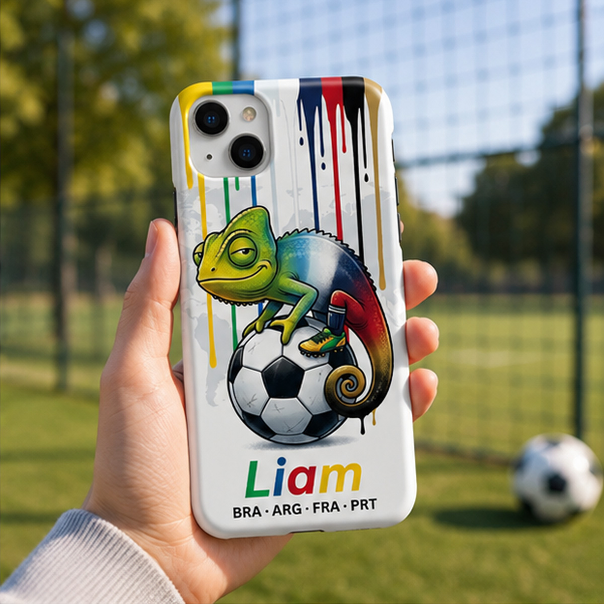 Personalized World Cup Chameleon Phone Case – Custom Name & Country List Soccer Fan Cover