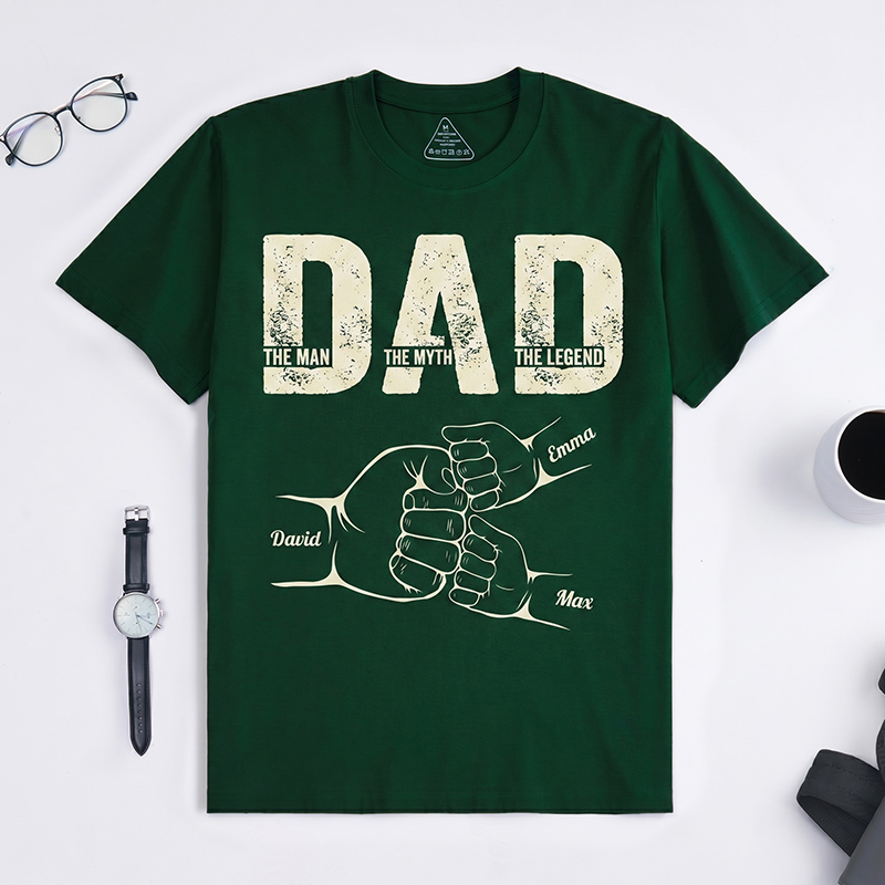 Personalized Dad Shirt The Man The Myth The Legend Dad Custom Dad T Shirt with 1-9 Kids Names Birthday Gift