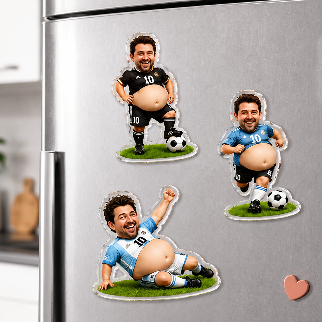 Personalized Squishy Belly Soccer Fridge Magnet Hilarious Acrylic & Silicone Gift for Football Fans and Players