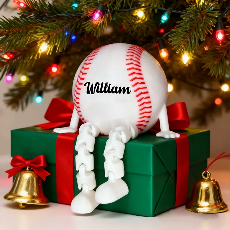 Personalized Baseball Decor with Dangling Legs and Custom Name