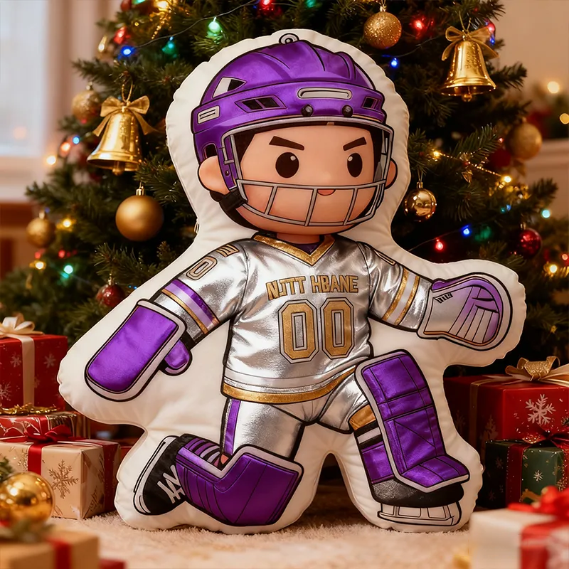 Personalized Ice Hockey Goalie Pillow with Custom Name and Number Perfect for Hockey Fans