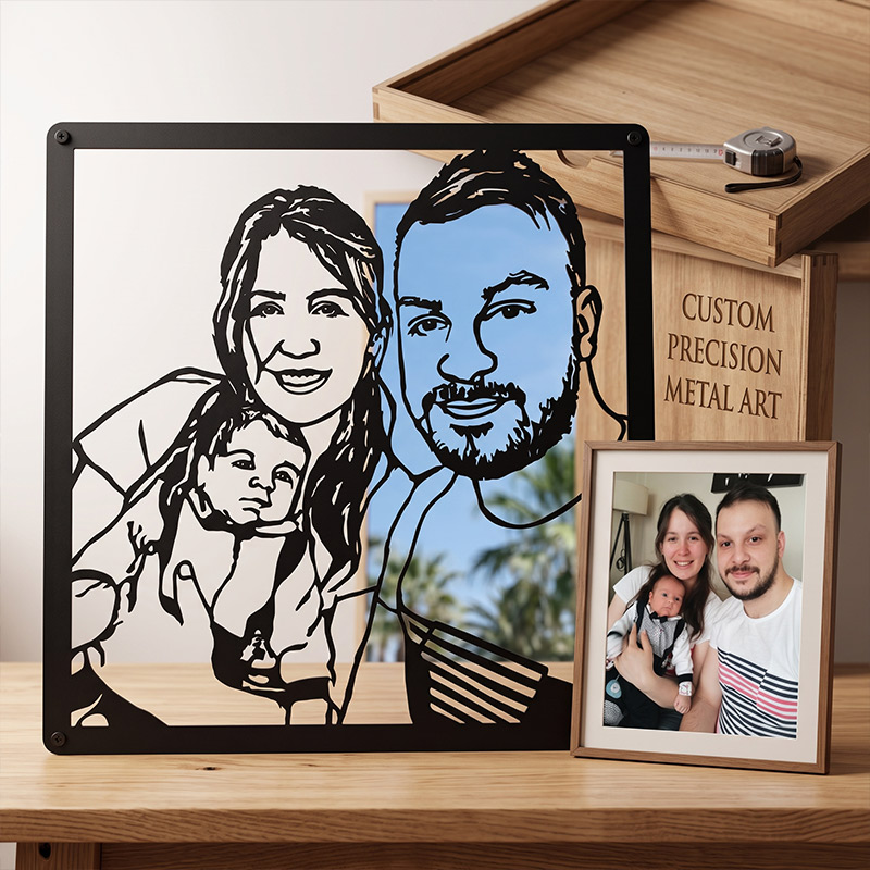 Personalized Metal Family Portrait from Photo Immortalize the Moment Anniversary Gift For Parent Laser Cut Metal Sign Handmade Family Gift