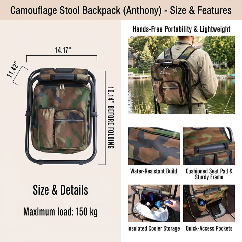 Personalized Fishing Dad Cooler Chair Backpack with Name Monogrammed Custom Outdoor Lover Gift Fishing Gifts for Dad Grandpa