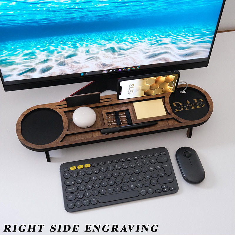 Personalized Wood Desk Organizer Custom Wood Phone Stand Charging Station Dad Gift for Him Birthday Gifts for Papa Mom